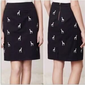 NEW Anthropologie Leifnotes black giraffe embroidered skirt